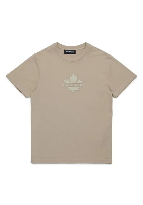 T-Shirt Taupe Con Logo e Foglia D'Acero DSQUARED2 KIDS | DQ2743-D0AC7DQ717